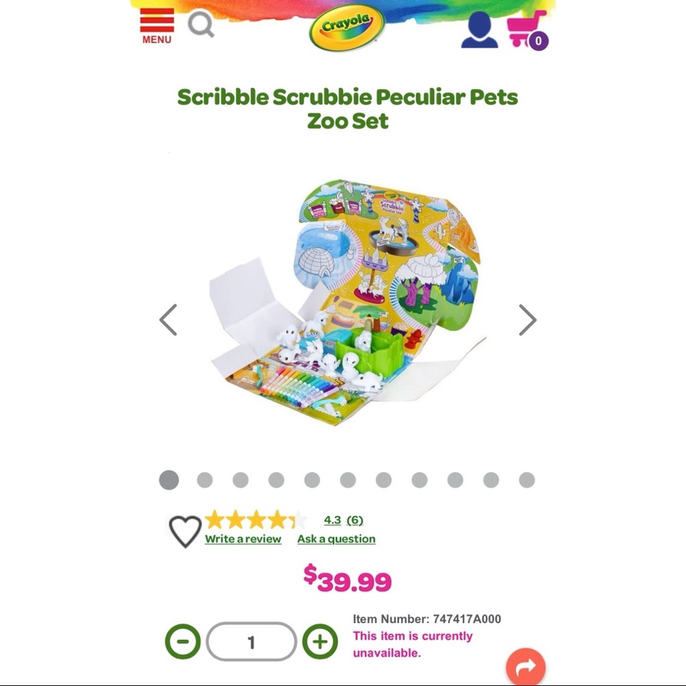 NIB Scribble Scrubbie Peculiar Zoo Play Set